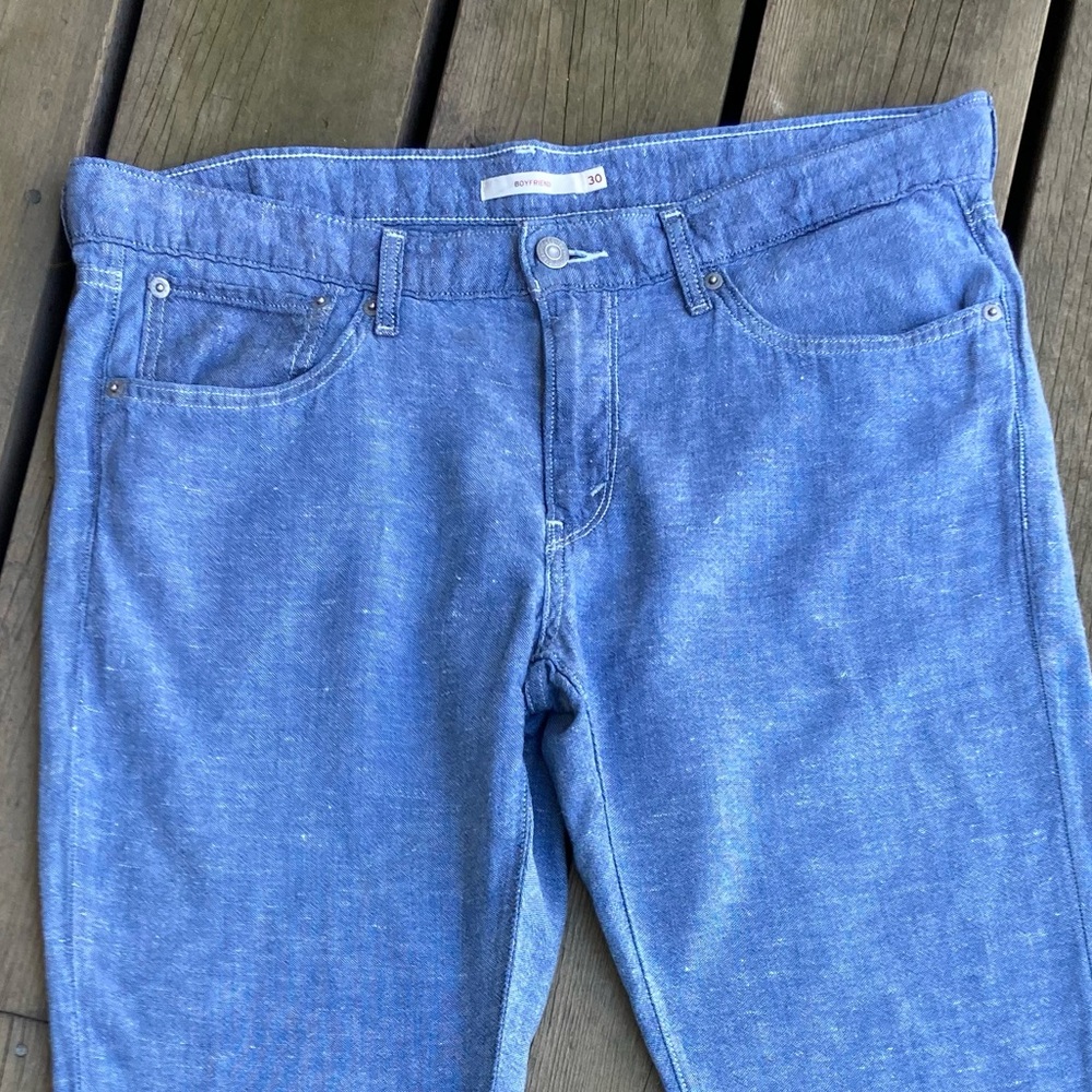 Rare Linen LEVI’S Jeans Relax Fit Boyfriend Blue Lightweight Size 30 - Picture 14 of 16